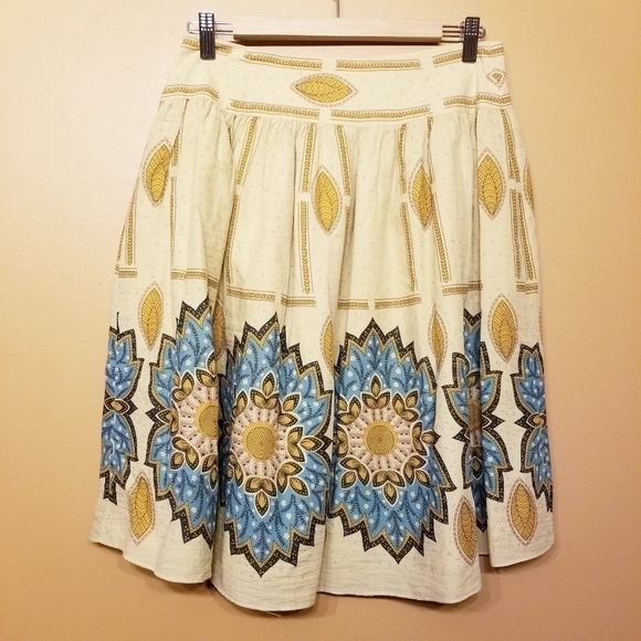 Lauren Moffatt | Women's Cfeam Aztec Print Pleated A-Line Skirt (Size 0) - Picture 8 of 10
